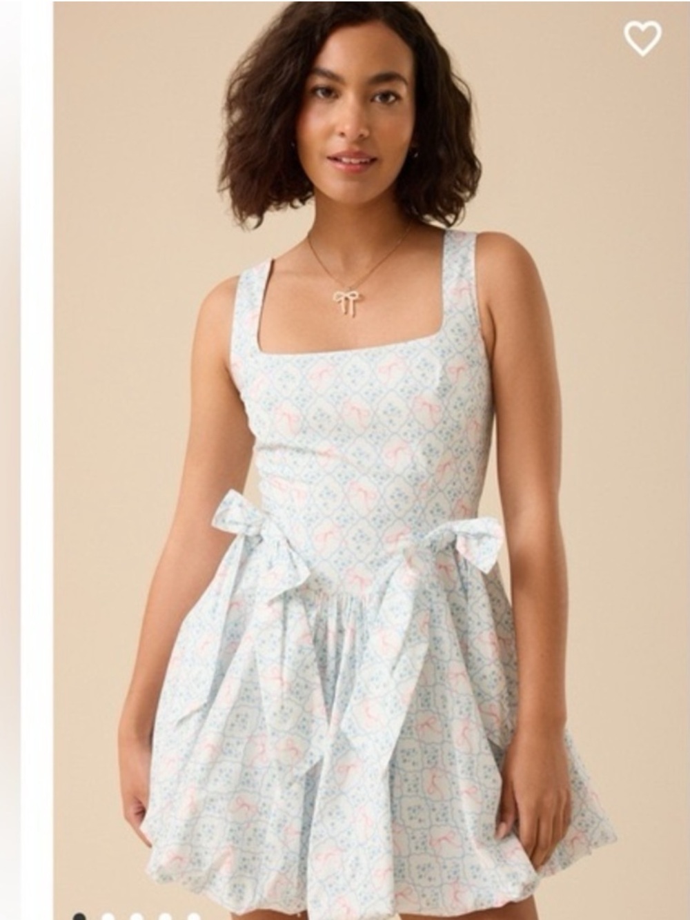 Altar’d State Cotton Shabby Chic Victorian Bubble Hem Bow Floral Dress Large NWT